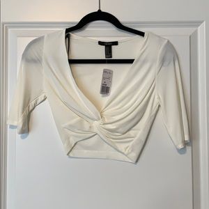 Forever 21 White Silk Crop Top
